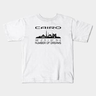 Cairo Skyline Gps Coordinates Egypt Kids T-Shirt